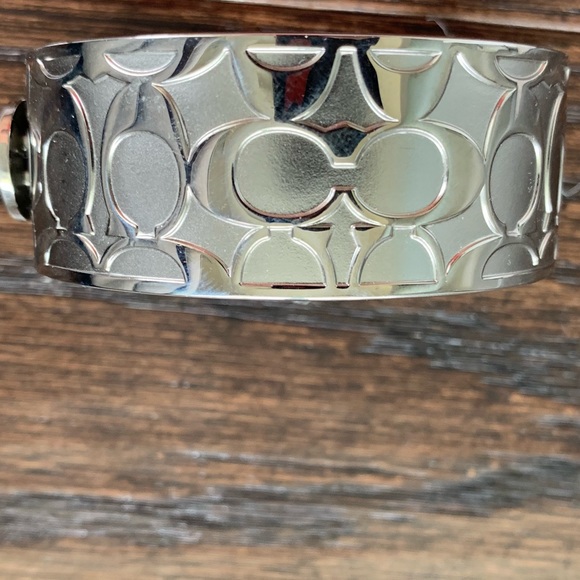Coach Embossed Thick Silver Bracelet - Picture 2 of 3